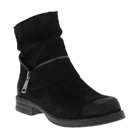 Bottes noires à talon décroché bas ornées d'une fermeture éclair décorative - Image 2