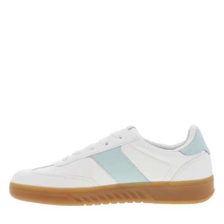 Tennis blanches à talon plat et à lacets plats avec marque embossée
