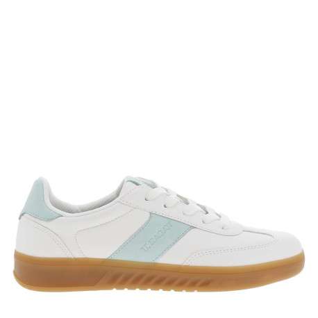 Tennis blanches à talon plat et à lacets plats avec marque embossée - Image 2