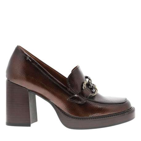 Mocassins bruns avec semelle à talon décroché haut et soufflets élastiqués - Image 2