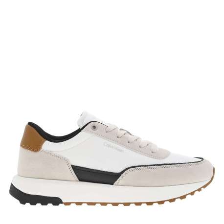 Baskets running en cuir blanches et crème avec des empiècements en cuir nubuck - Image 2