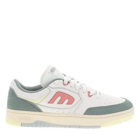 Baskets skate en cuir blanches avec un talon plat et des lacets - Image 2