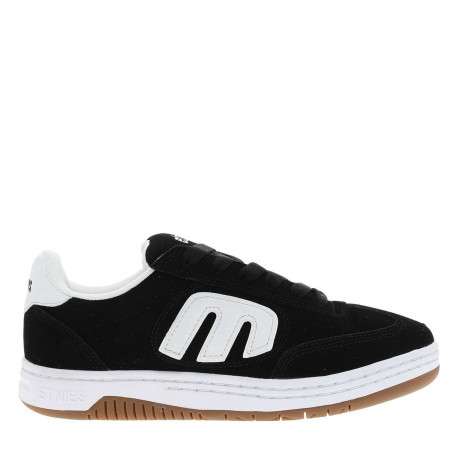 Baskets skate en cuir noires avec un talon plat et des lacets - Image 2