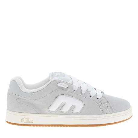 Baskets skate en cuir grises avec un talon plat et des lacets - Image 2