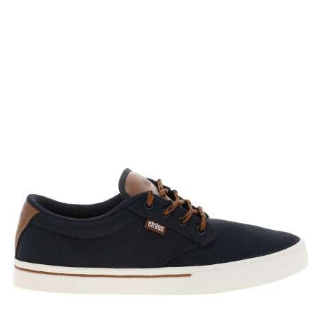 Baskets skate bleu marine avec un talon plat et des lacets ronds marron - Image 2