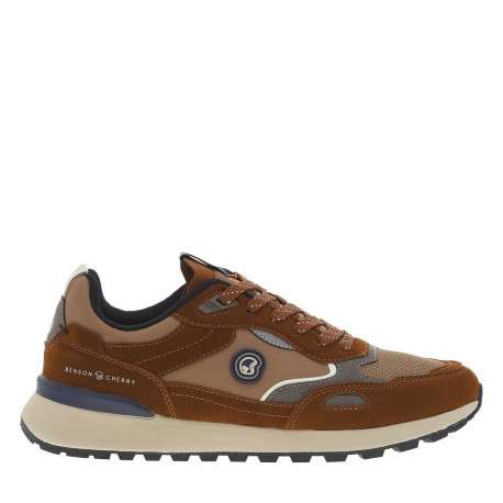 Baskets running cognac pourvues de lacets avec semelle à talon plat - Image 2