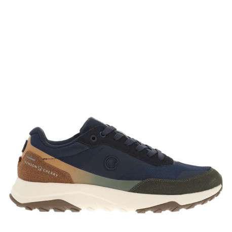 Baskets running bleu marine à talon plat avec des lacets et logo - Image 2