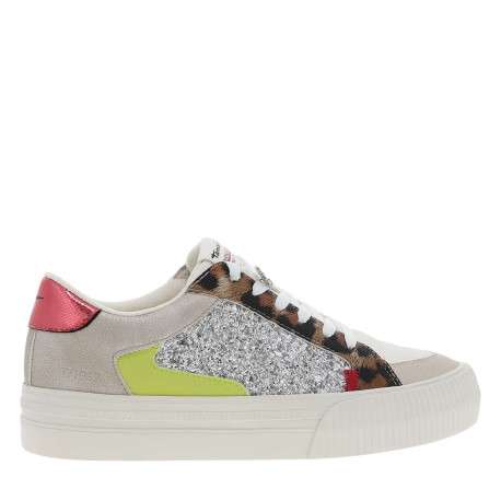 Tennis multicolores à talon compensé avec un patch de la marque sur la languette - Image 2