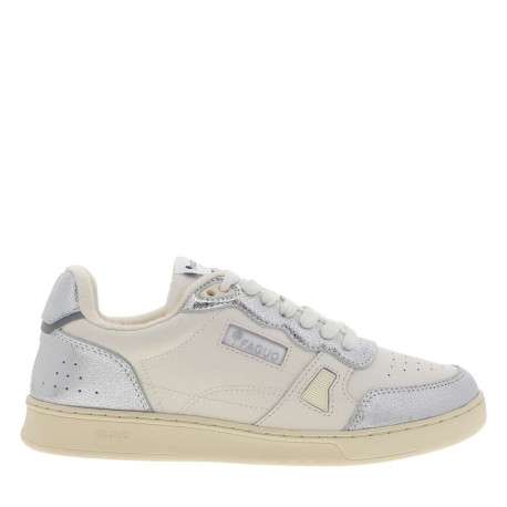 Baskets en cuir argent avec un talon plat et des lacets plats - Image 2