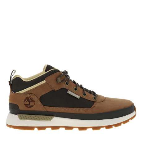 Sneakers marron en cuir avec un talon plat et des lacets ronds bruns - Image 2