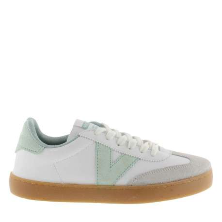 Tennis en cuir vertes à talon plat avec un patch de la marque sur la languette - Image 2