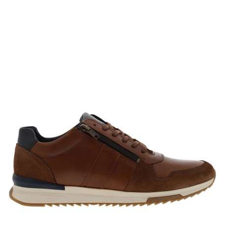 Baskets running en cuir tan à talon plat avec des lacets et un et zip latéral - Image 2