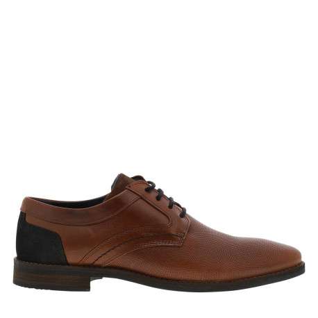 Derbies en cuir tan à talon décroché bas avec des lacets ronds - Image 2