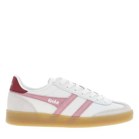 Tennis blanches et roses en cuir avec un talon plat et des lacets - Image 2