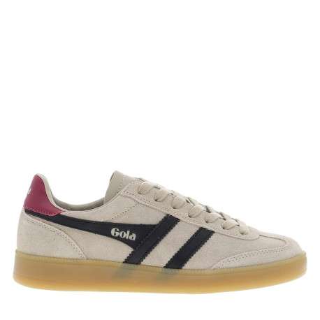 Tennis beiges en cuir nubuck avec un talon plat et des lacets - Image 2