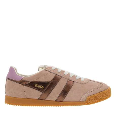 Tennis roses nubuck en cuir avec un talon plat et des lacets - Image 2