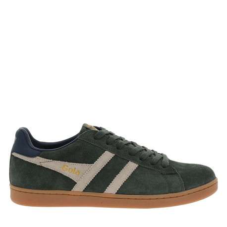 Tennis kaki en cuir nubuck avec un talon plat et des lacets - Image 2