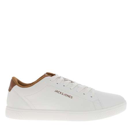 Tennis blanches à talon plat avec des lacets et logo embossé - Image 2