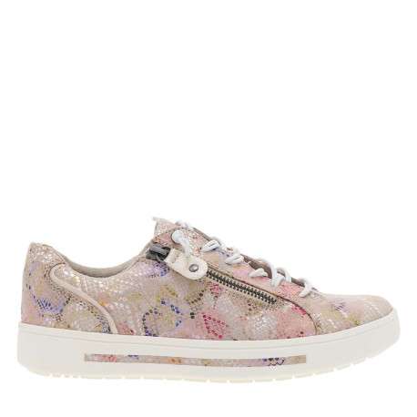 Tennis multicolores à talon plat avec des lacets ronds et un zip latéral - Image 2