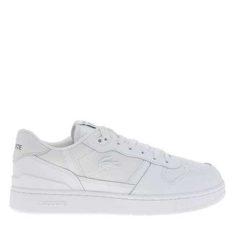 Tennis blanches en cuir à talon plat avec des lacets et marque imprimée en vert - Image 2