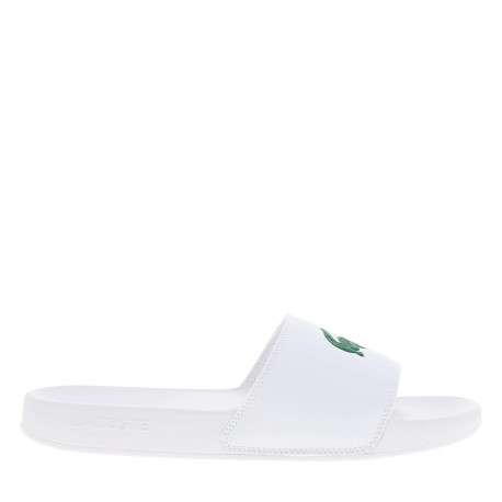 Claquettes blanches à semelle plate avec un logo embossé sur l'avant - Image 2