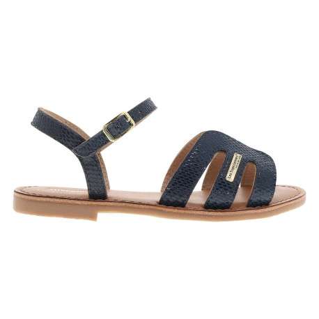 Nu-pieds bleus en cuir avec un talon plat et une boucle à ardillon - Image 2