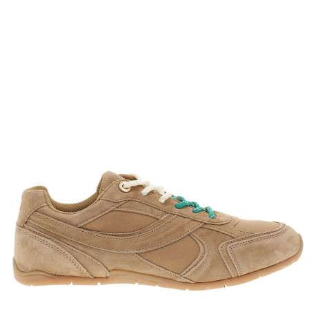 Baskets running en cuir camel avec un talon plat et des lacets - Image 2