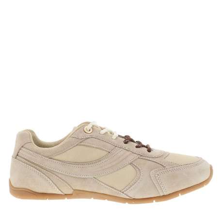 Baskets running en cuir beiges avec un talon plat et des lacets - Image 2