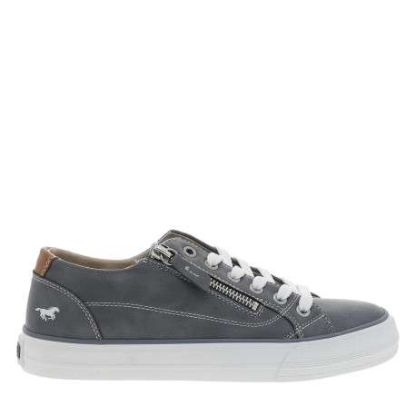 Tennis grises à semelle plate avec des lacets et un zip latéral - Image 2
