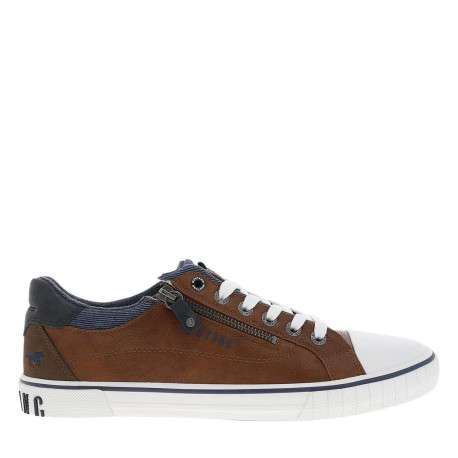Tennis marron à semelle plate avec des lacets et un zip latéral - Image 2