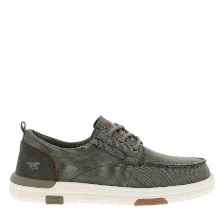Baskets kaki à talon plat avec des lacets ronds et un logo embossé au talon - Image 2