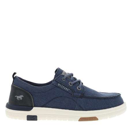 Baskets bleus avec un talon plat et des lacets ronds tressés - Image 2