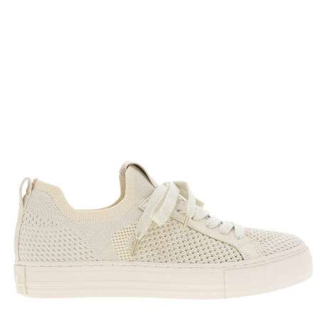 Tennis blanches à semelle plate avec un patch de la marque à la languette - Image 2