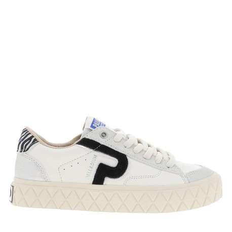 Tennis en cuir blanches à semelle plate avec une fermeture à lacets - Image 2
