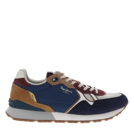 Baskets running Brit Back M en cuir bleu marine à talon plat avec des lacets - Image 2