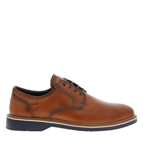 Derbies cognac en cuir avec un talon plat et des lacets ronds - Image 2