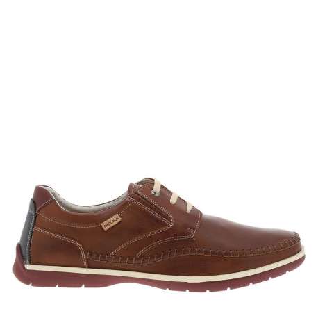 Derbies Marbella en cuir cognac à talon plat avec des lacets plats écrus - Image 2