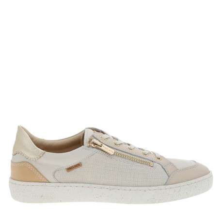 Tennis blanches en cuir à talon plat avec des lacets et un zip latéral - Image 2