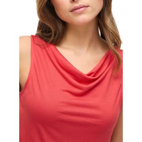 Débardeur rouge uni avec une coupe droite et un col bénitier - Image 5