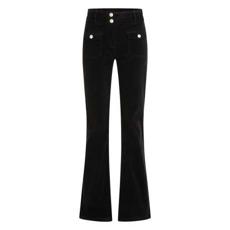 Pantalon 5 Poches noir uni avec une coupe droite et des passants pour ceinture - Image 3