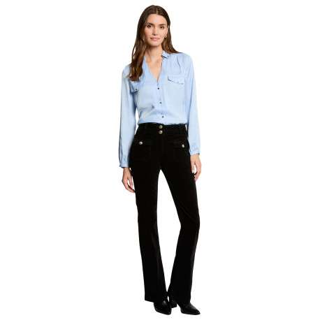 Pantalon 5 Poches noir uni avec une coupe droite et des passants pour ceinture - Image 4