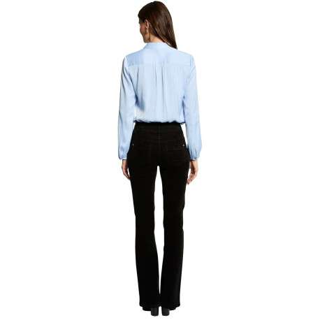 Pantalon 5 Poches noir uni avec une coupe droite et des passants pour ceinture - Image 5