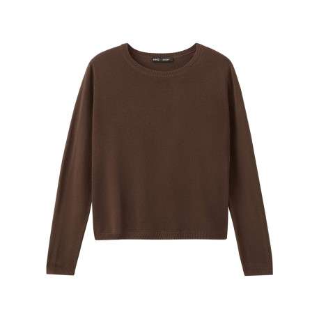 Pull chocolat uni pourvu d'une coupe droite et de manches longues