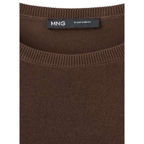 Pull chocolat uni pourvu d'une coupe droite et de manches longues - Image 6