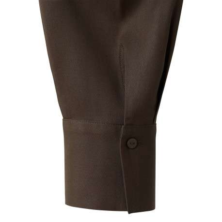 Chemisier chocolat uni avec une coupe droite et un col à revers - Image 5