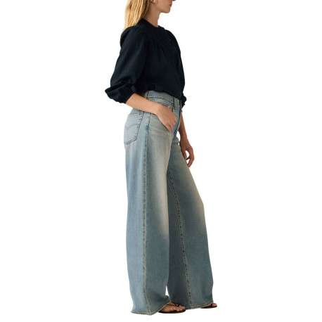 Jean XL wide leg bleu aspect délavé pourvu de poches plaquées - Image 3