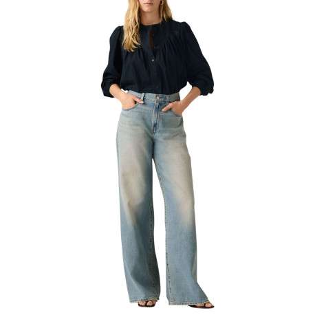 Jean XL wide leg bleu aspect délavé pourvu de poches plaquées - Image 4