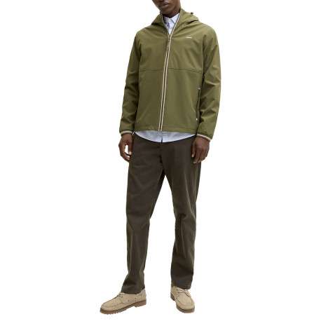 Blouson kaki uni avec un col à capuche et pourvu de 2 poches zippées - Image 3