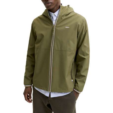 Blouson kaki uni avec un col à capuche et pourvu de 2 poches zippées - Image 6