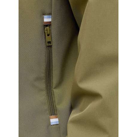 Blouson kaki uni avec un col à capuche et pourvu de 2 poches zippées - Image 7